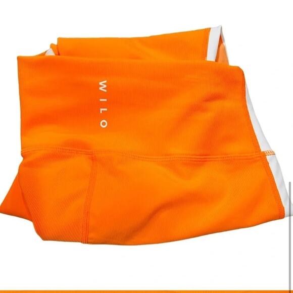 WILO THE LABEL Ribbed Leggings Orange With Side Stripes Size S NWT - Picture 6 of 7
